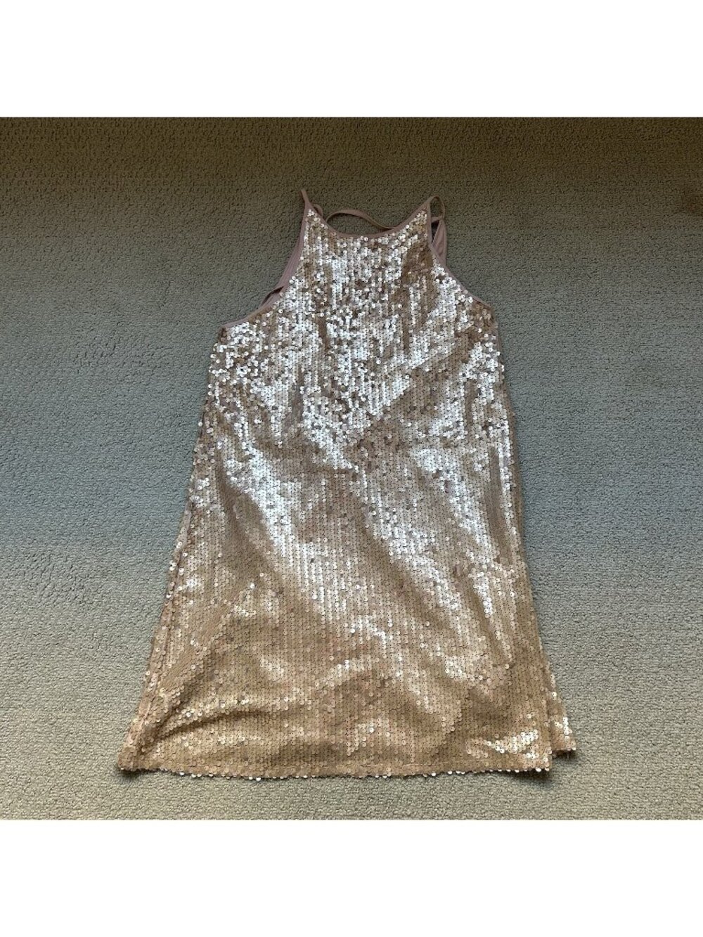 Forever 21 Womens Mini Dress Gold Pink Sequin Front Cocktail Sleeveless Size Med